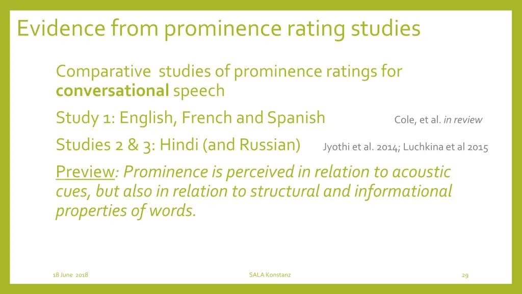 evidence from prominence rating studies