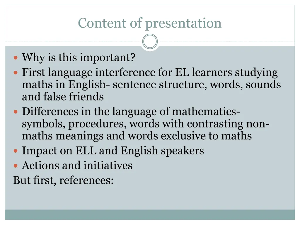 content of presentation