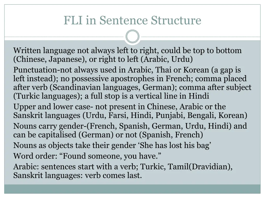 fli in sentence structure