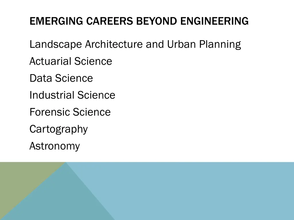 emerging careers beyond engineering