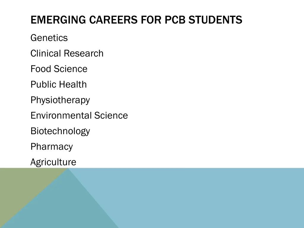 emerging careers for pcb students