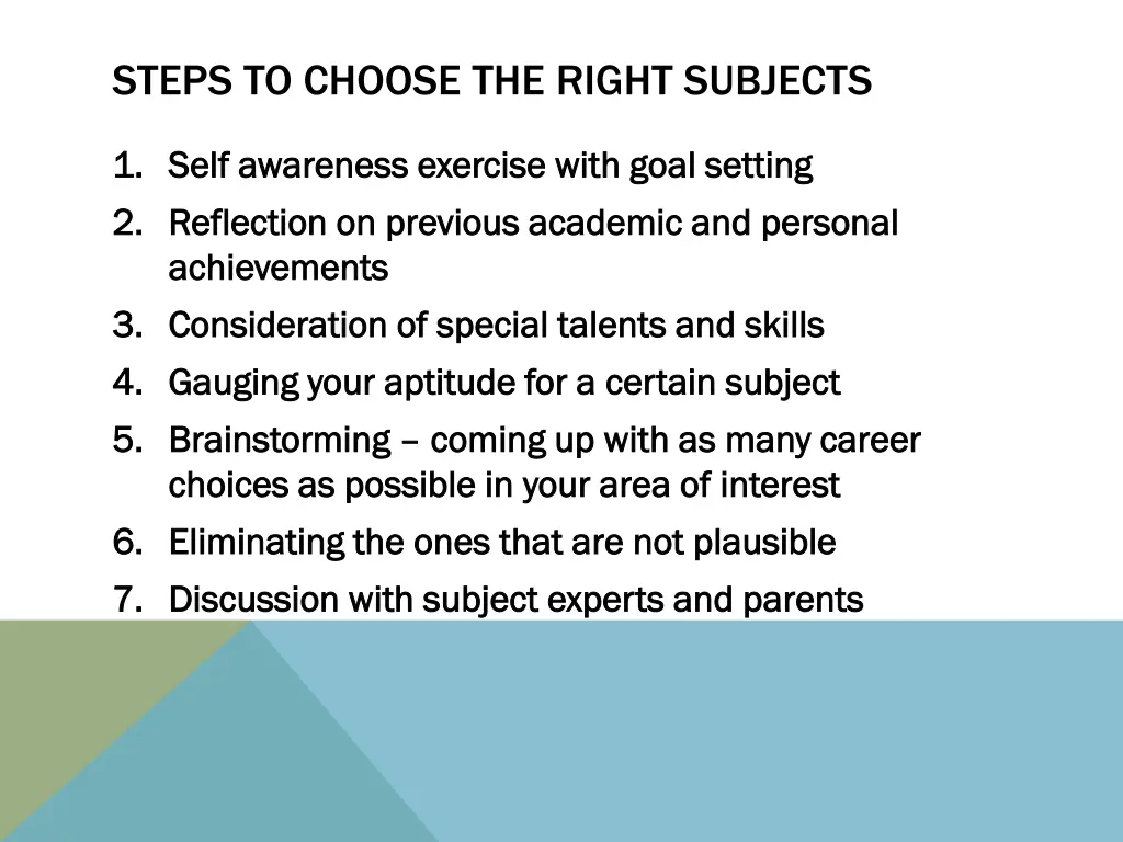 steps to choose the right subjects