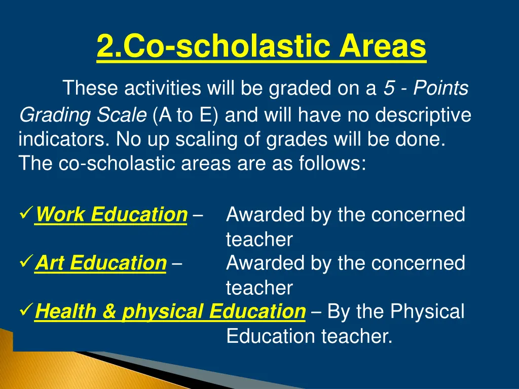 2 co scholastic areas these activities will
