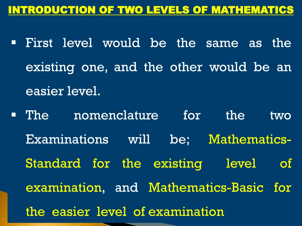 introduction of two levels of mathematics 1