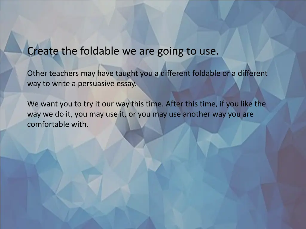 create the foldable we are going to use