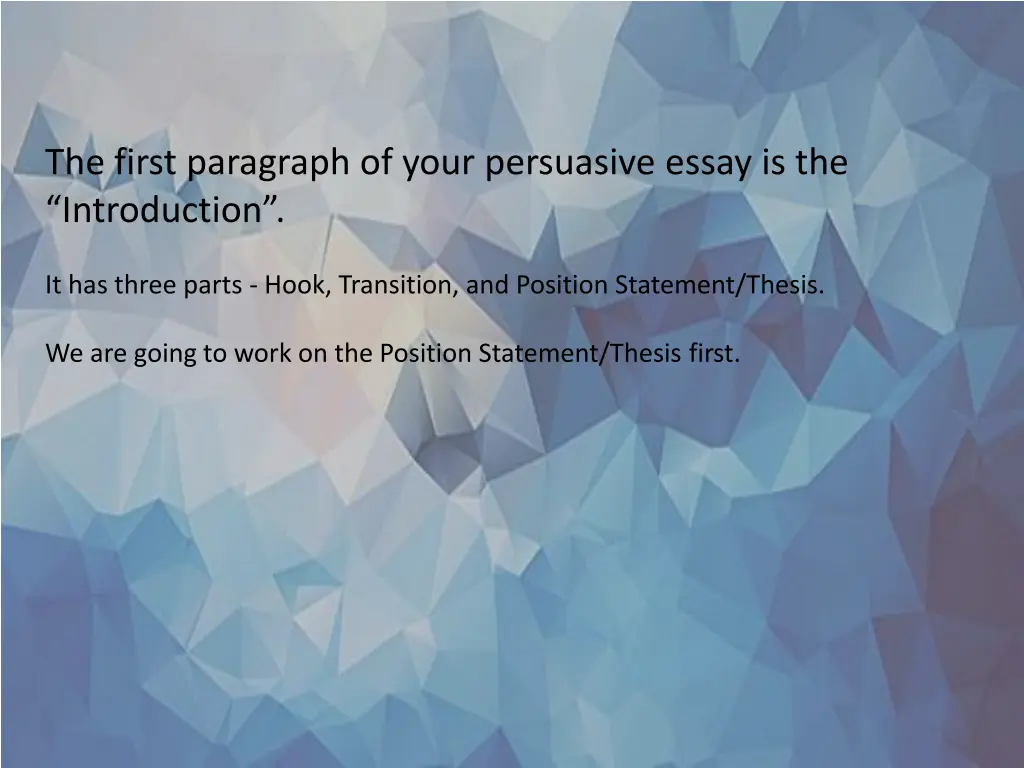 the first paragraph of your persuasive essay