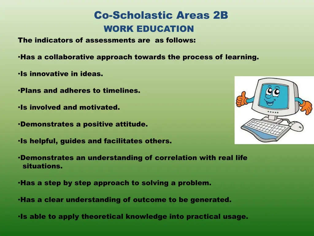 co scholastic areas 2b work education