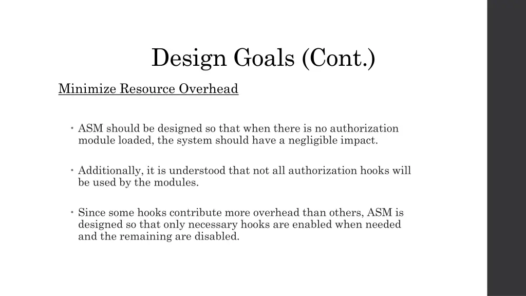 design goals cont 4