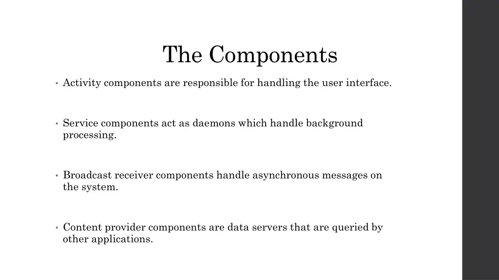 the components