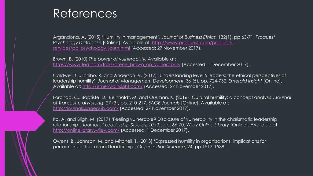 references argandona a 2015 humility