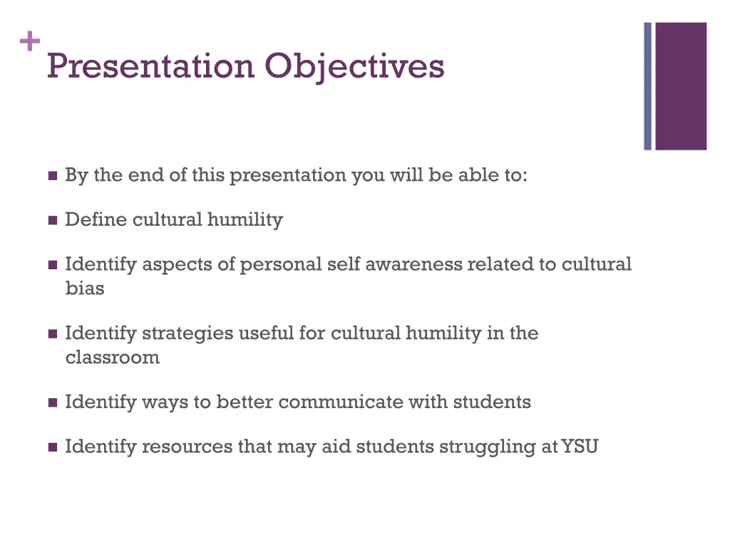 presentation objectives