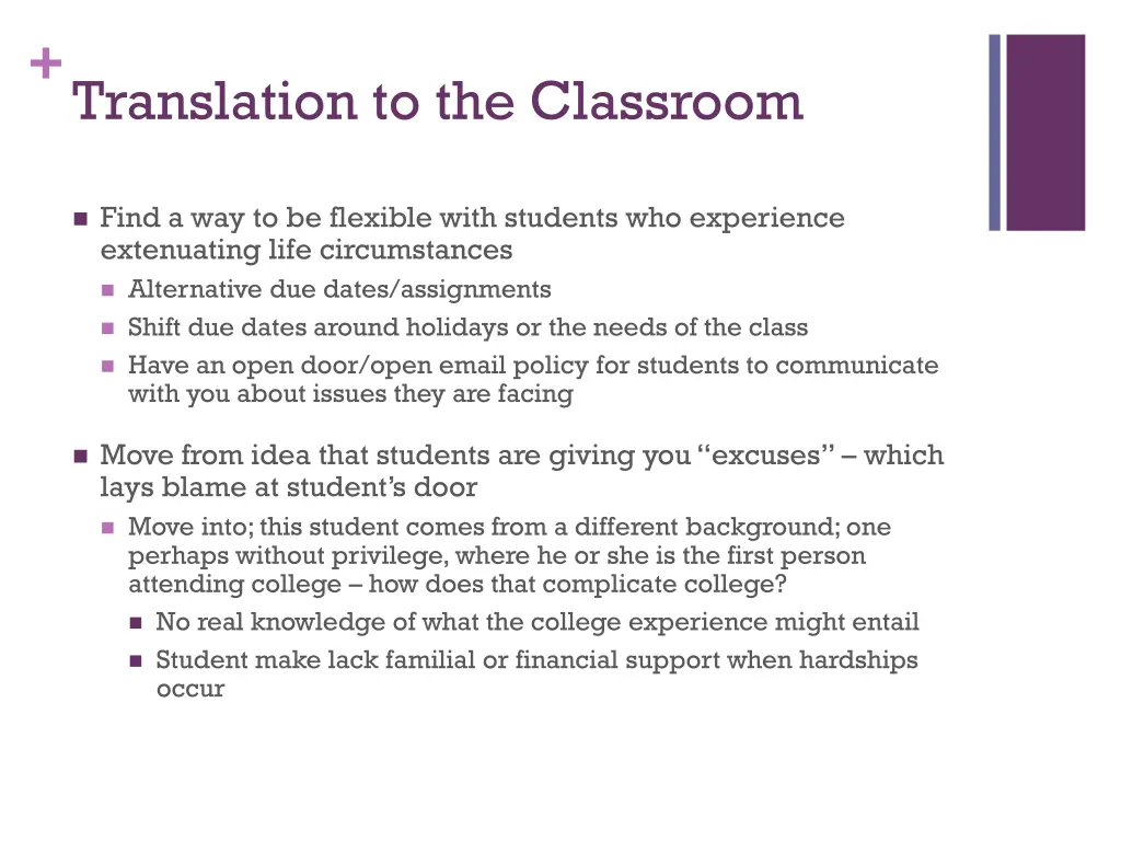translation to the classroom