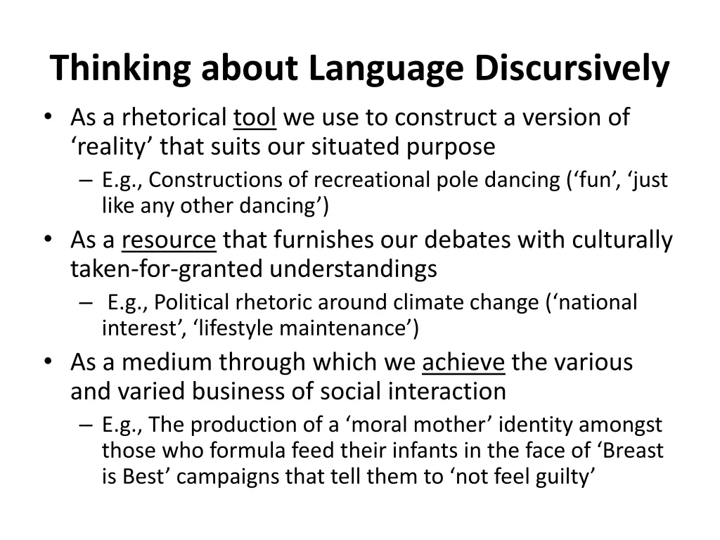 thinking about language discursively