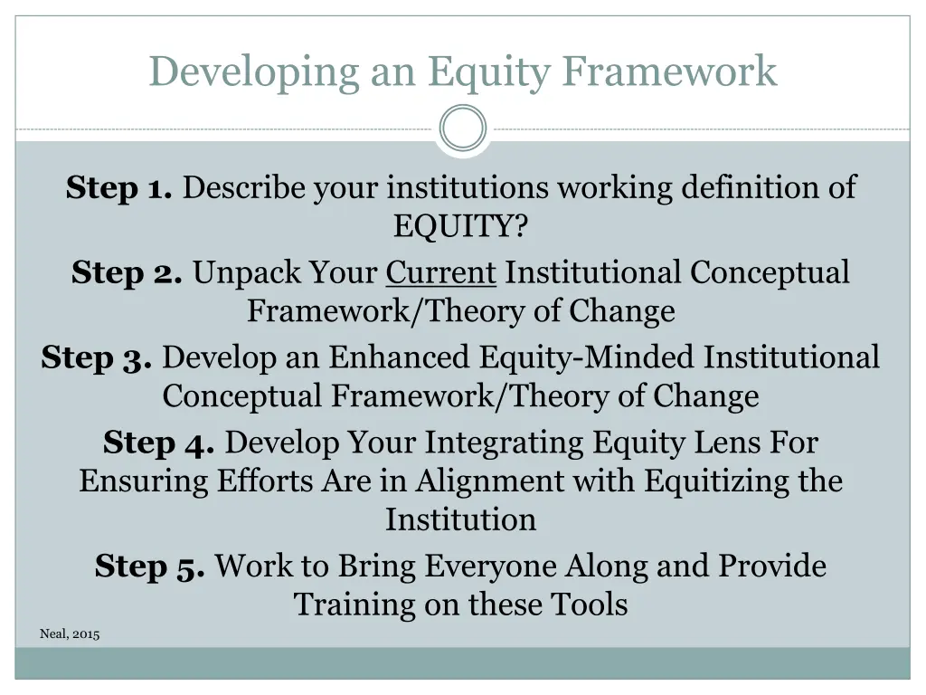 developing an equity framework
