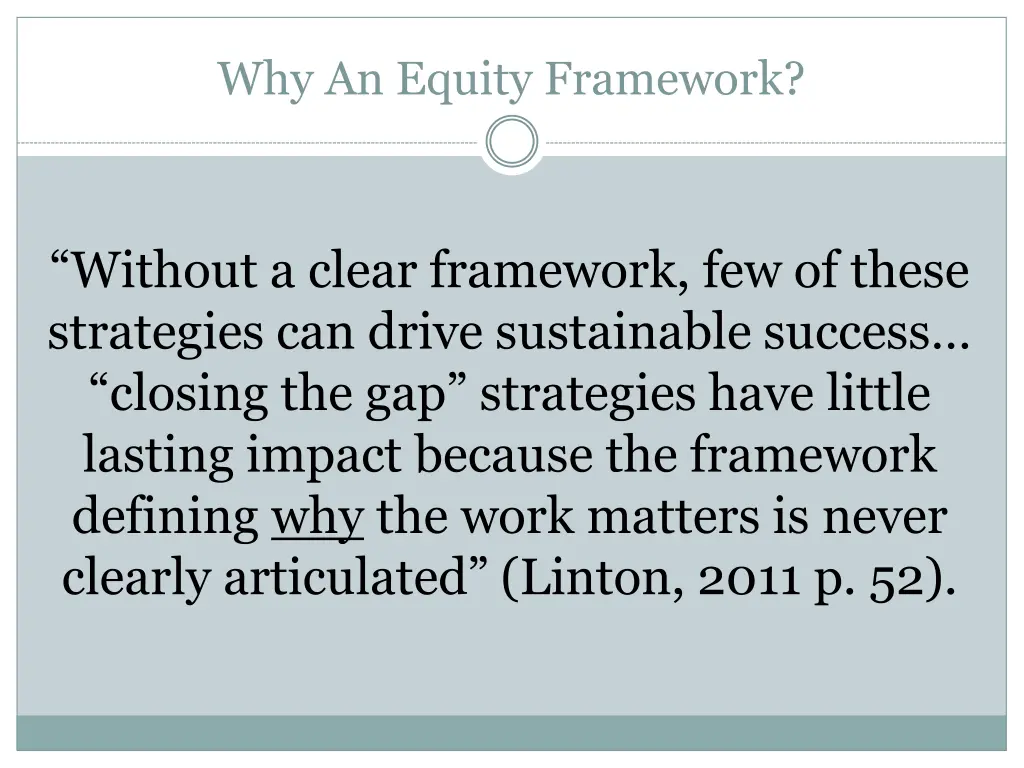 why an equity framework