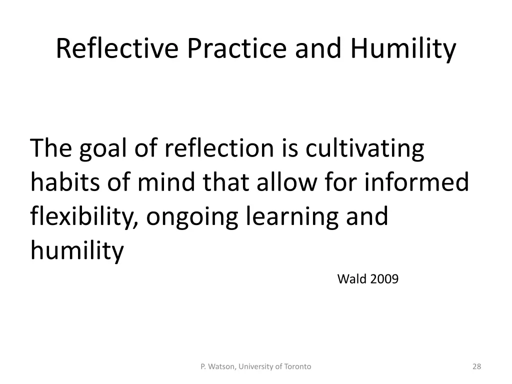 reflective practice and humility