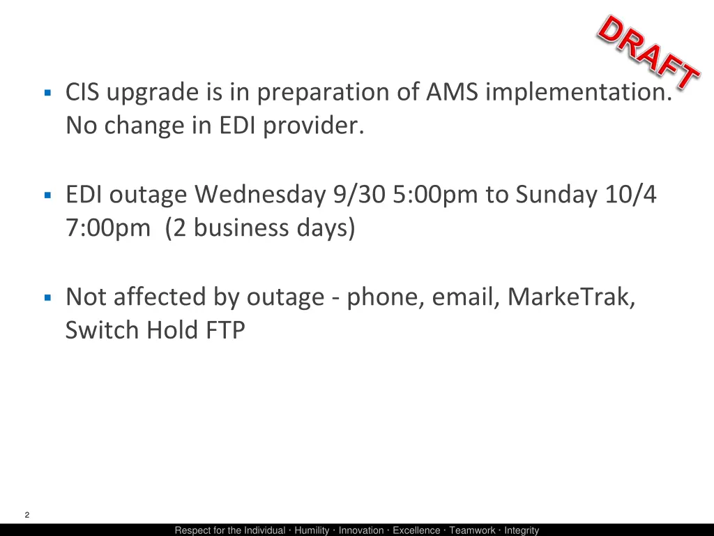 cis upgrade is in preparation