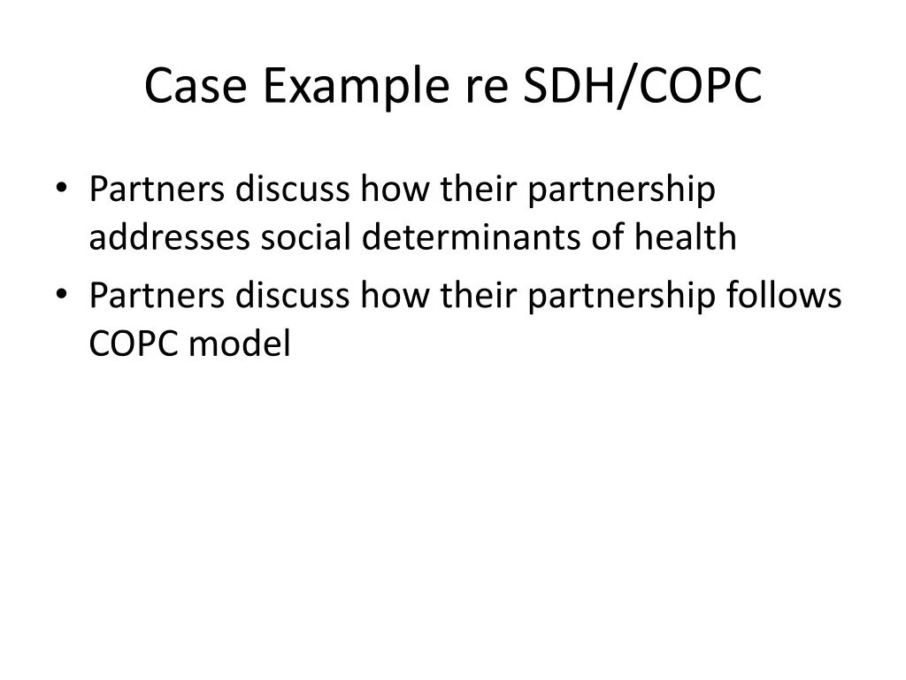 case example re sdh copc