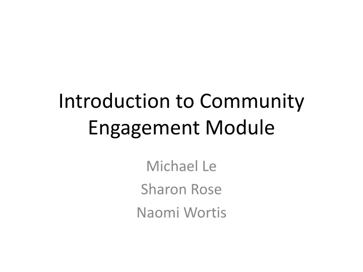 introduction to community engagement module