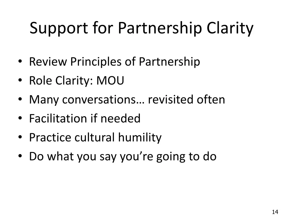 support for partnership clarity