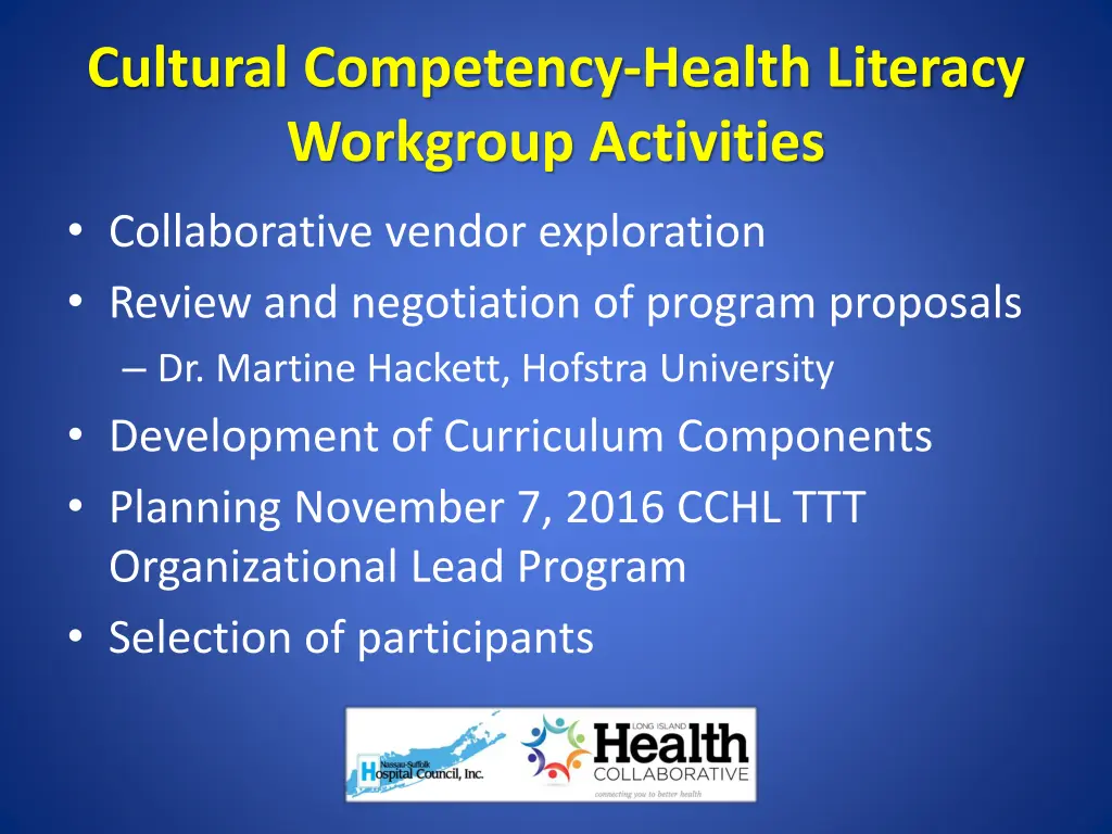 cultural competency health literacy workgroup