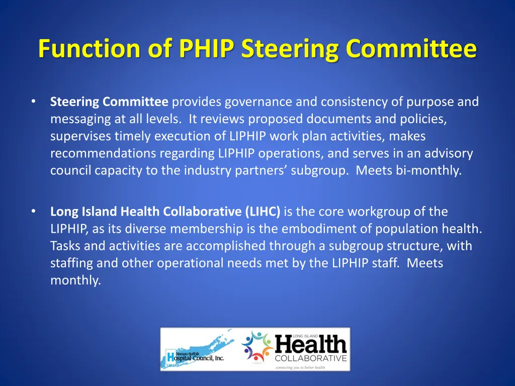 function of phip steering committee