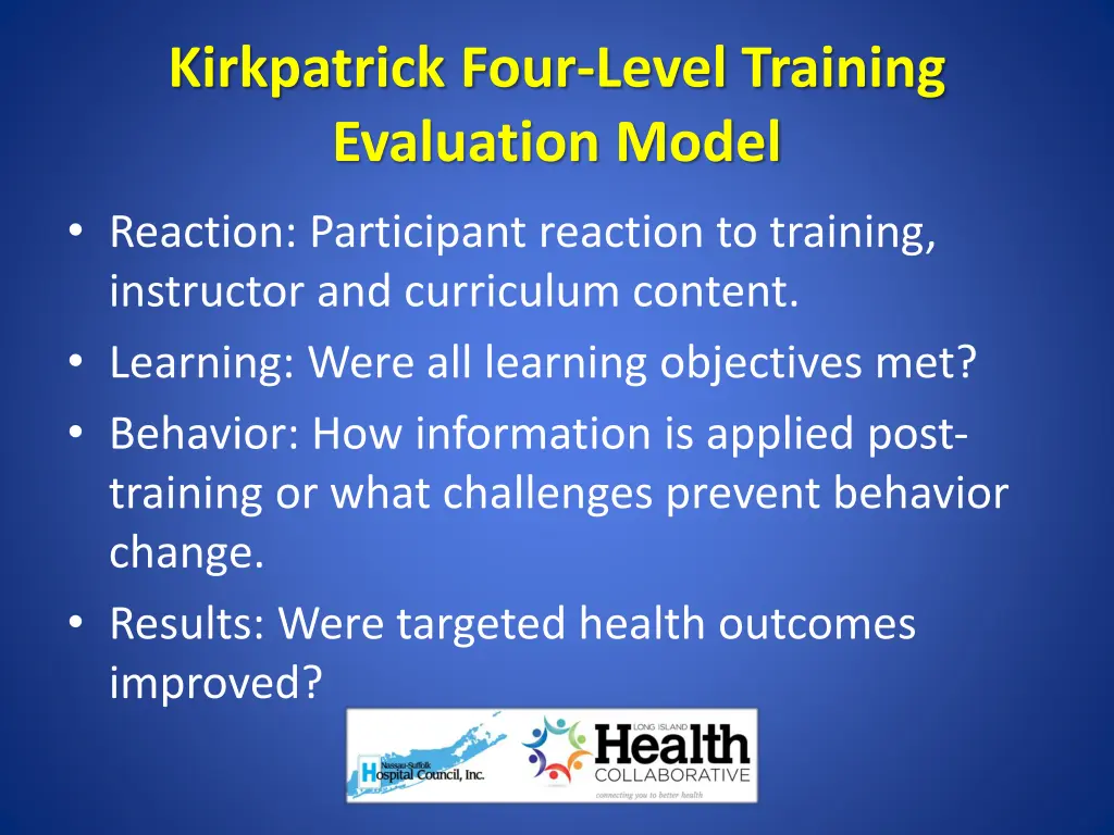 kirkpatrick four level training evaluation model