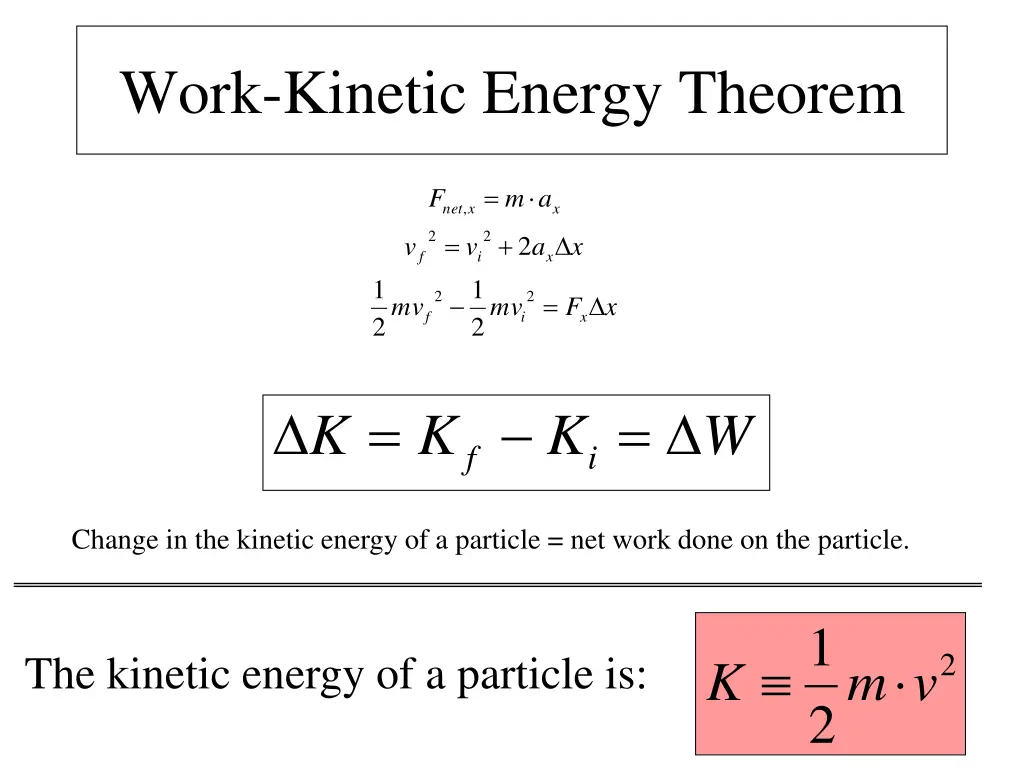 work kinetic energy theorem