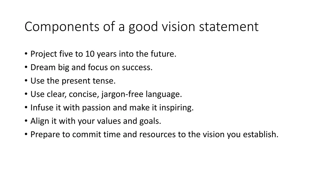 components of a good vision statement