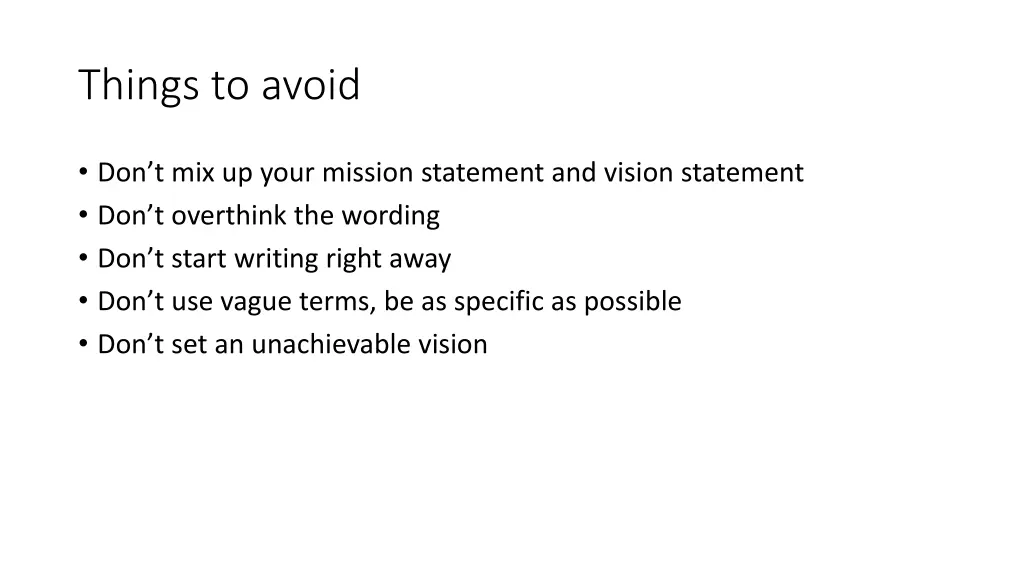 things to avoid
