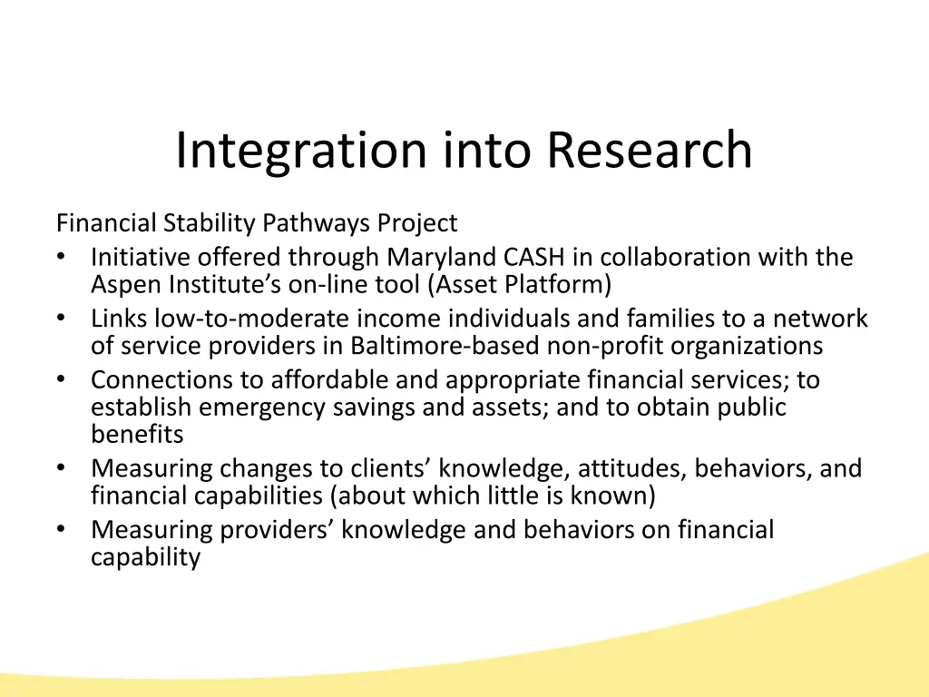 integration into research