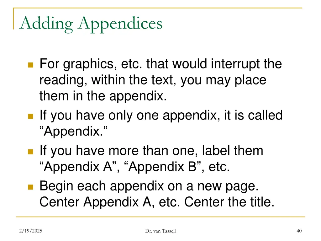 adding appendices