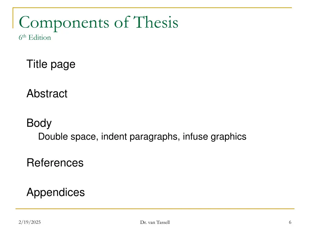 components of thesis 6 th edition