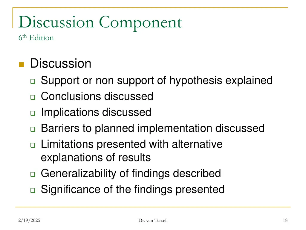 discussion component 6 th edition