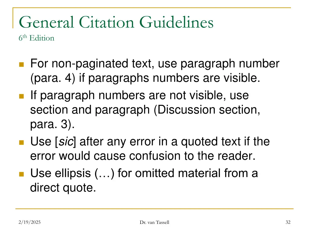 general citation guidelines 6 th edition