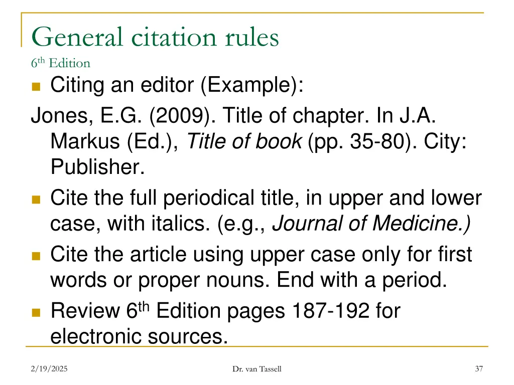 general citation rules 6 th edition citing