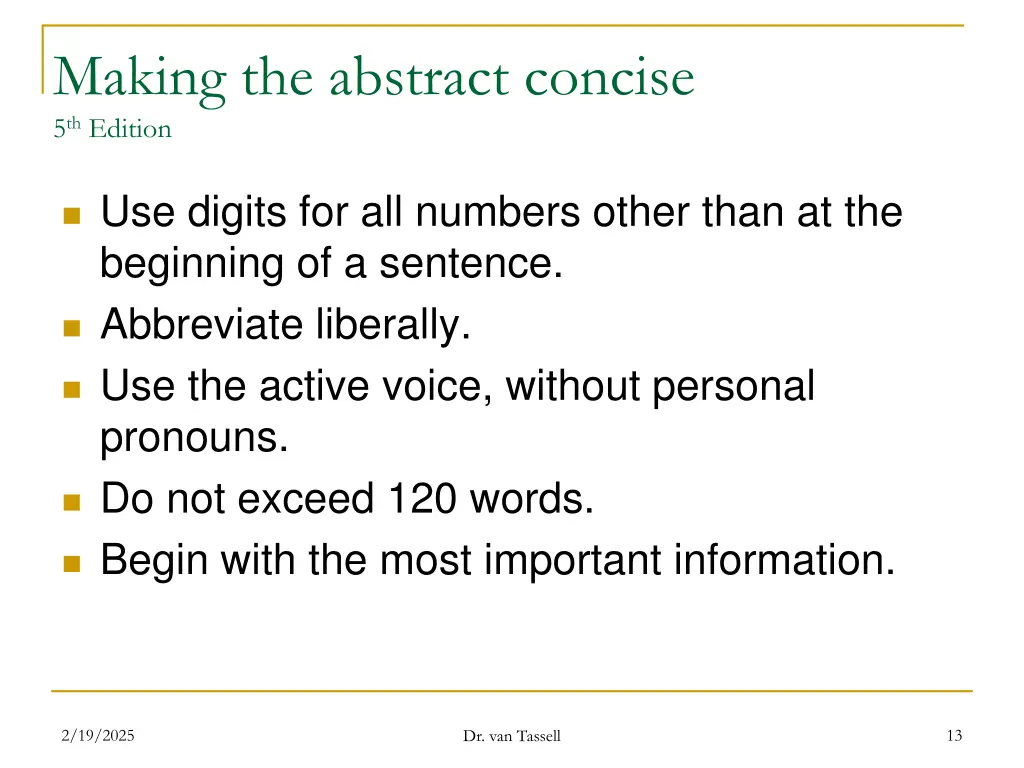 making the abstract concise 5 th edition