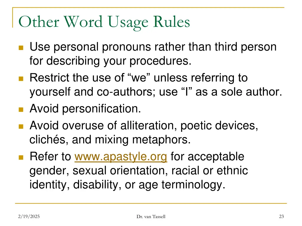 other word usage rules