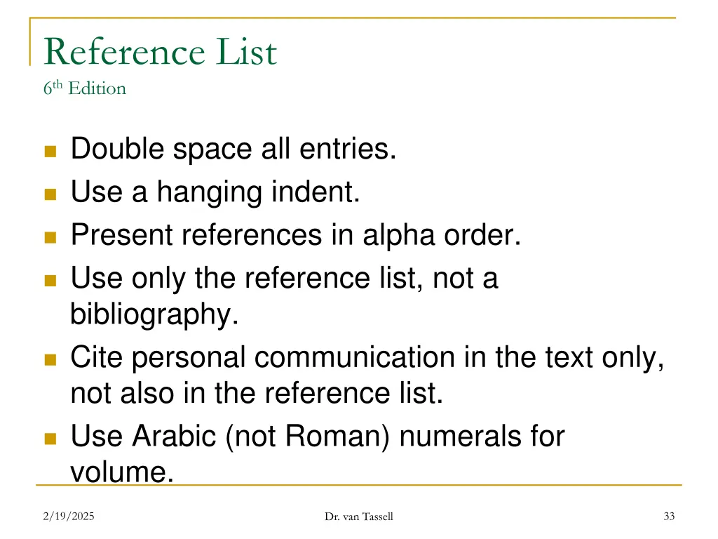 reference list 6 th edition
