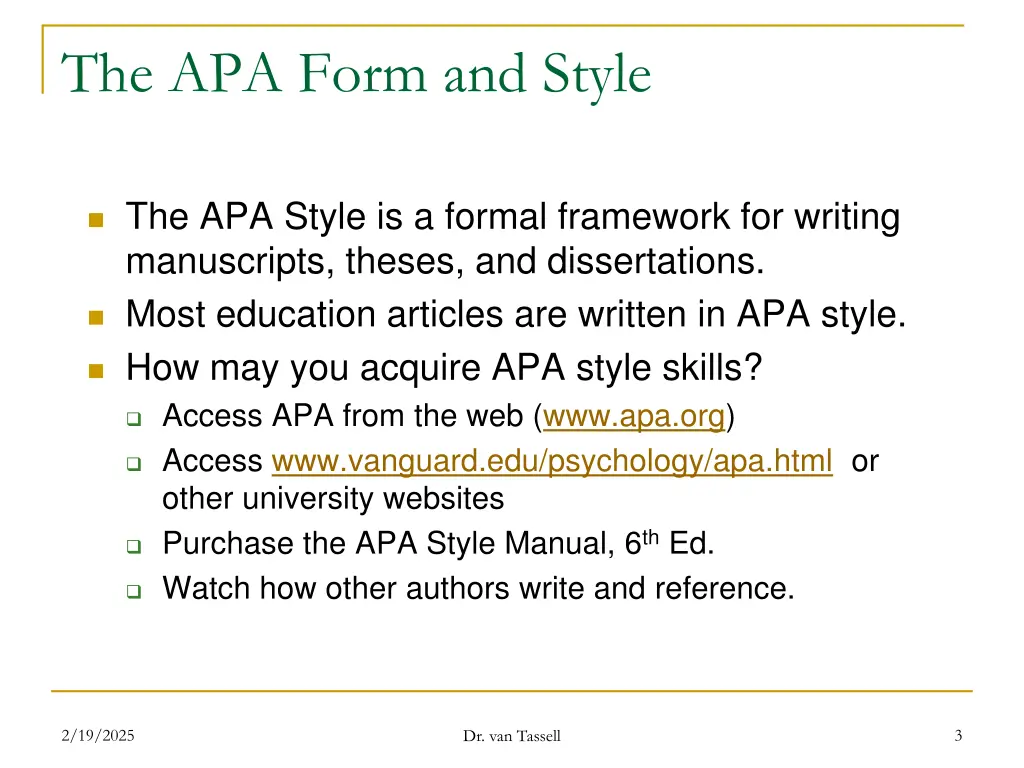 the apa form and style