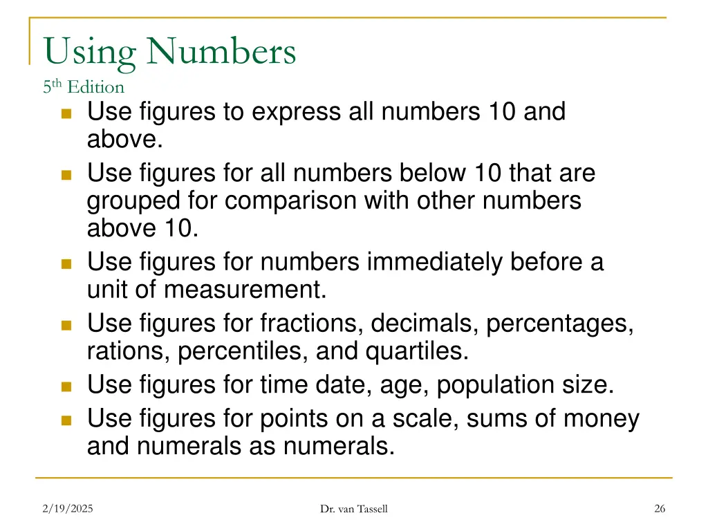 using numbers 5 th edition use figures to express