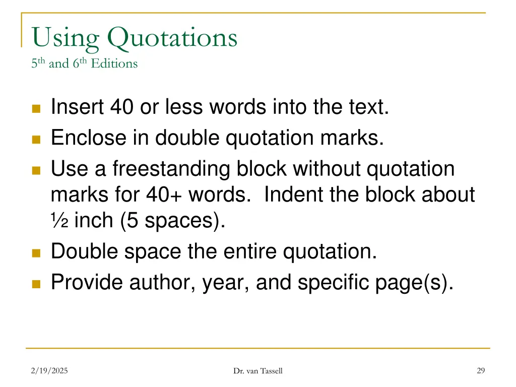 using quotations 5 th and 6 th editions