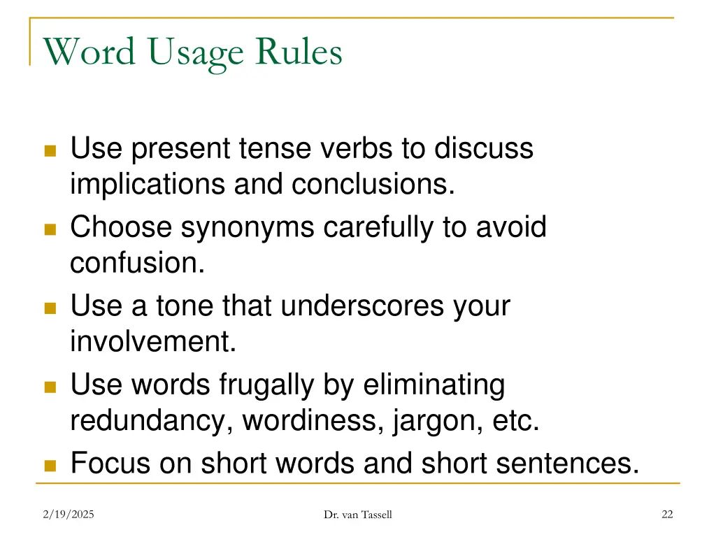 word usage rules