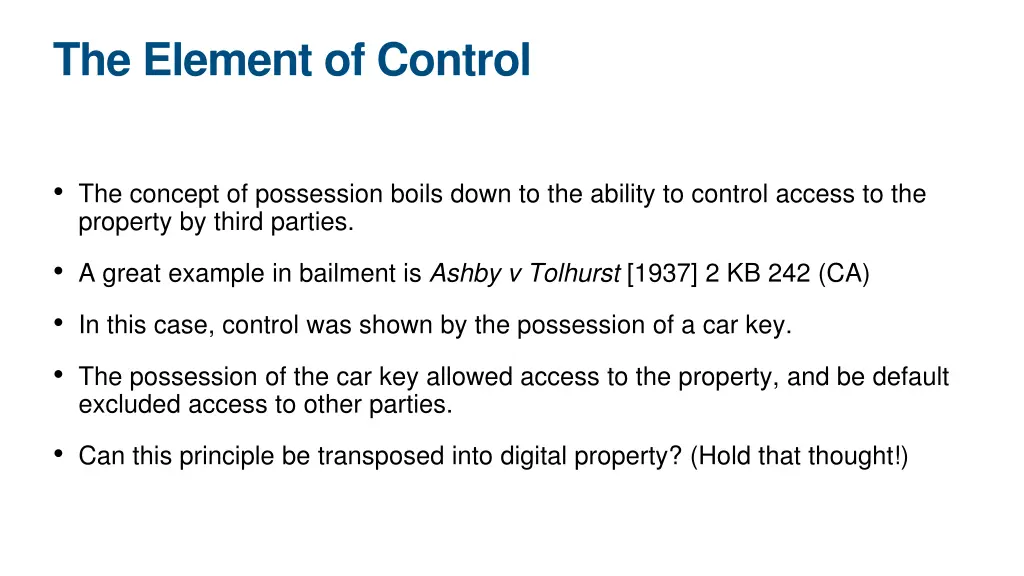 the element of control