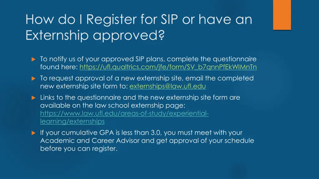 how do i register for sip or have an externship