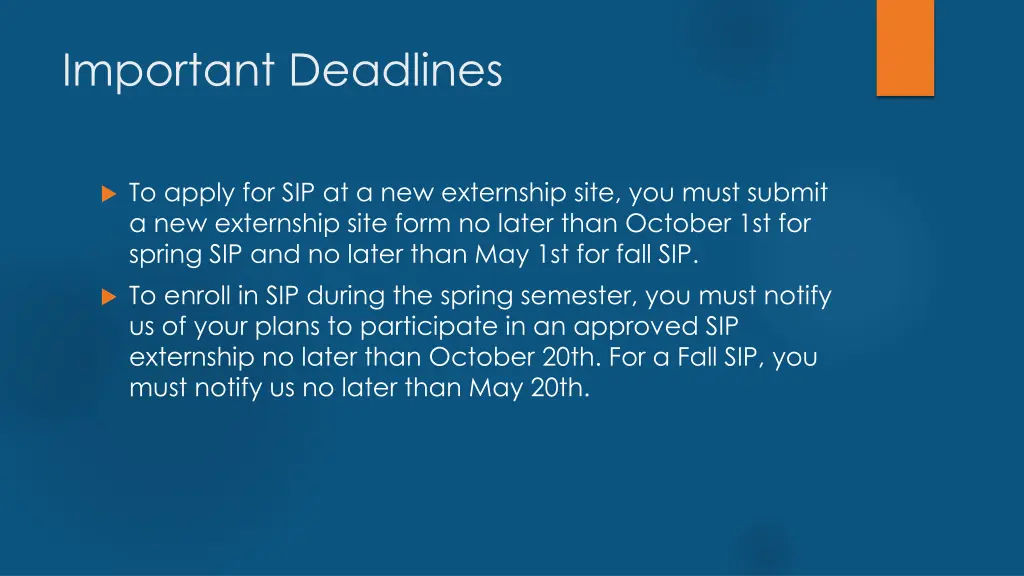 important deadlines
