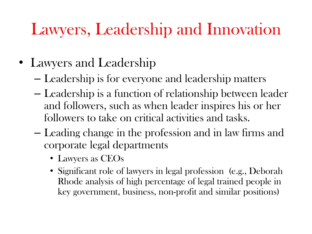 lawyers leadership and innovation