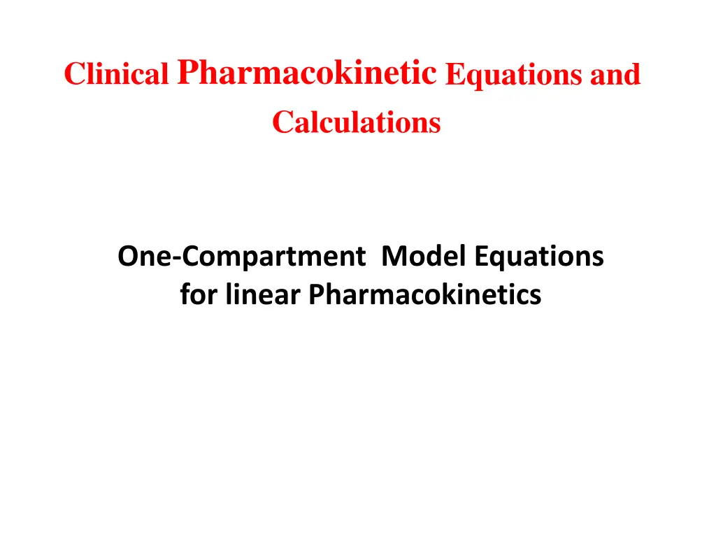 clinical pharmacokinetic equations