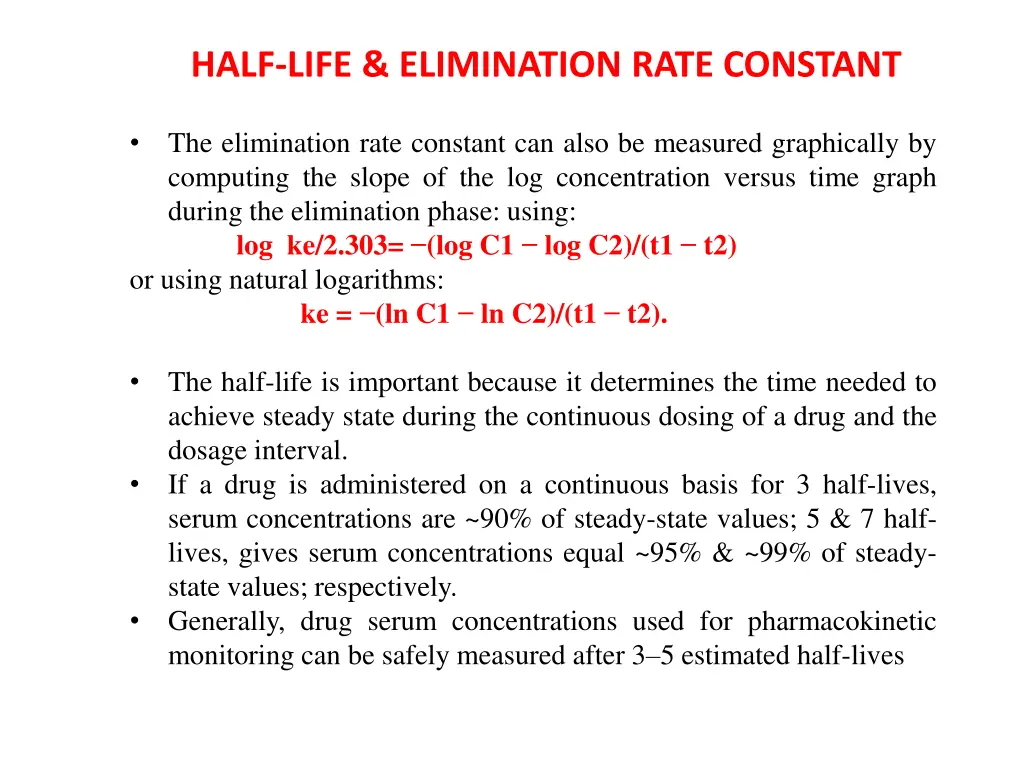half life elimination rate constant 2