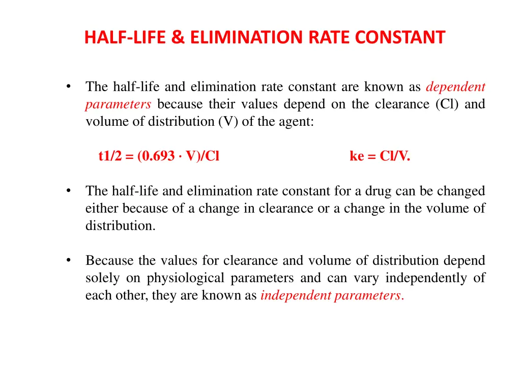 half life elimination rate constant 4